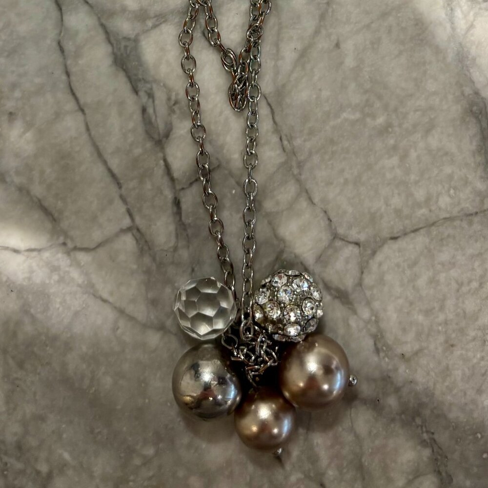 J. Crew Bauble Pearl & Silver Ball Necklace